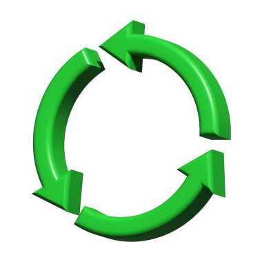 ok dairesi 3d, ok dairesel yeşil simgesi, 3d geri dönüşüm, geri dönüşüm ok sembolü