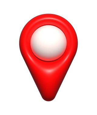 mesaj sosyal medya için konum pin 3d simgesi, kırmızı pin poin