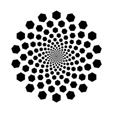 Altıgen yarım ton radyal, daire şeklinde grafik patlaması, havai fişek patlaması gradyan yarım ton, geometrik spiral arkaplan