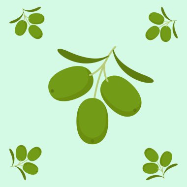 Kalıp kumaşı için zeytin meyvesi dikişsiz, kare arkaplanda basit zeytin meyvesi şirin tekrar, resimli meyve desenli duvar kağıdı