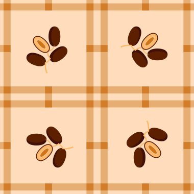 Örnek kumaş için palmiye meyvesi dikişsiz, kare arkaplanda basit palmiye meyvesi şirin tekrar, resimli meyve desenli duvar kağıdı