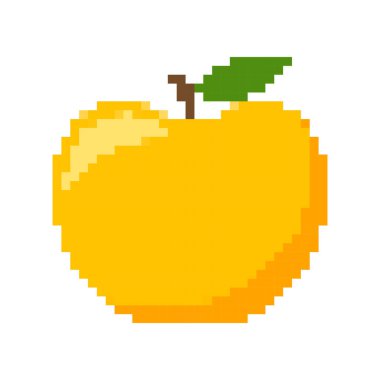 piksel elma meyvesi, ikon için piksel elma sarısı, resimleme için piksel elma