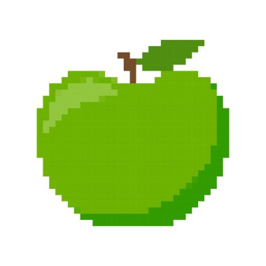 piksel elma meyvesi, piksel elma ikon için yeşil, piksel elma resimleme için