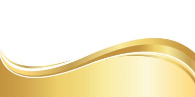 Banner için altın gradyan, altın dalgalı şekil, beyaz zemin üzerinde altın dalga eğrisi, afiş için altın dalga köşe şekli, çizgili şerit altın şerit, çizgili altın parlak lüks
