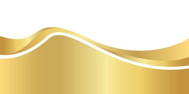 Banner için altın gradyan, altın dalgalı şekil, beyaz zemin üzerinde altın dalga eğrisi, afiş için altın dalga köşe şekli, çizgili şerit altın şerit, çizgili altın parlak lüks