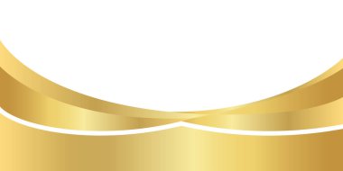 Banner için altın gradyan, altın dalgalı şekil, beyaz zemin üzerinde altın dalga eğrisi, afiş için altın dalga köşe şekli, çizgili şerit altın şerit, çizgili altın parlak lüks