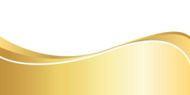 Banner için altın gradyan, altın dalgalı şekil, beyaz zemin üzerinde altın dalga eğrisi, afiş için altın dalga köşe şekli, çizgili şerit altın şerit, çizgili altın parlak lüks