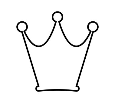 Taç çizgisi simgesi, taç ana hatlı siluet, taç şeklinde basit şekil.