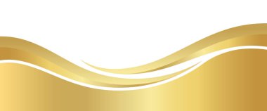 Banner için altın gradyan, altın dalgalı şekil, beyaz zemin üzerinde altın dalga eğrisi, afiş için altın dalga köşe şekli, çizgili şerit altın şerit, çizgili altın parlak lüks
