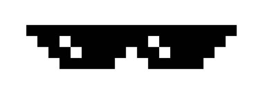 piksel gözlüklü mim simgesi, gözlüklü haydut hayatı, siyah güneş gözlüğü modası, siluet pikselli gözlük, gözlük sembolü