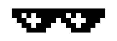 piksel gözlüklü mim simgesi, gözlüklü haydut hayatı, siyah güneş gözlüğü modası, siluet pikselli gözlük, gözlük sembolü