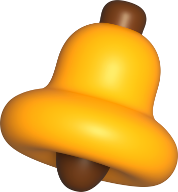 Çan simgesi 3d, emoji çanı sosyal medya mesajı için sevimli