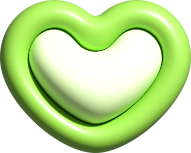 3B yeşil kalp şekli, ikon kalp, aşk ve emoji için düğmeler, kalp çıkartması