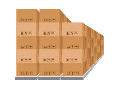 Raflardaki kutular, depo kutuları, raflardaki karton kutular, lojistik, kargo, depo, paket depolama posta servisi, raflardaki malların olduğu depo.
