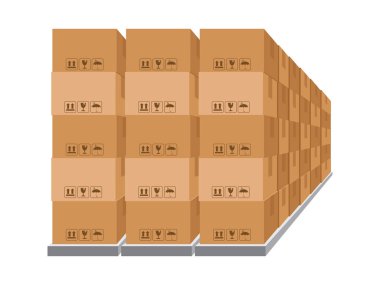 Raflardaki kutular, depo kutuları, raflardaki karton kutular, lojistik, kargo, depo, paket depolama posta servisi, raflardaki malların olduğu depo.