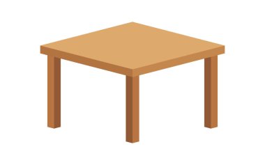 Masa ahşabı izometrik, masa üstü sade, mutfak tezgahı mobilyası, platform ve bacaklı masa, yemek ahşap masa üstü