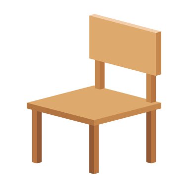 Sandalye ahşap izometrik, sandalye sade, sandalye ahşap mobilya