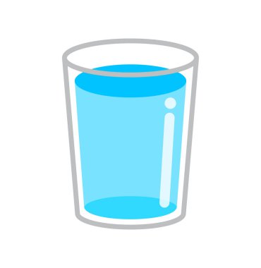 Su bardağı, içme suyu bardağı ikonu, bir bardak su çizimi.