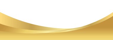 Banner için altın gradyan, altın dalgalı şekil, beyaz zemin üzerinde altın dalga eğrisi, afiş için altın dalga köşe şekli, çizgili şerit altın şerit, çizgili altın parlak lüks