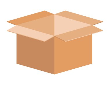 Posta kutusu açık, karton kargo kutusu, kahverengi bükülmüş kutu, nakliye için karton posta kutusu.