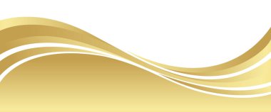 Banner için altın gradyan, altın dalgalı şekil, beyaz zemin üzerinde altın dalga eğrisi, afiş için altın dalga köşe şekli, şerit altın şerit şerit şerit, çizgili altın gradyan lüks