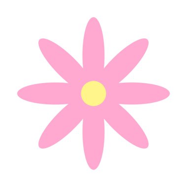 Çiçek ikonu, pembe çiçek sade, emoji çiçeği şirin, çiçek etiketi