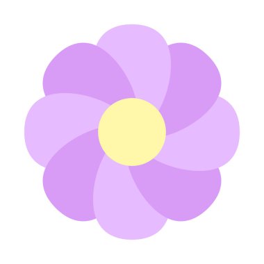 Çiçek ikonu, mor çiçek sade, emoji çiçeği şirin, çiçek etiketi