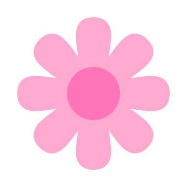 Çiçek ikonu, pembe çiçek sade, emoji çiçeği şirin, çiçek etiketi