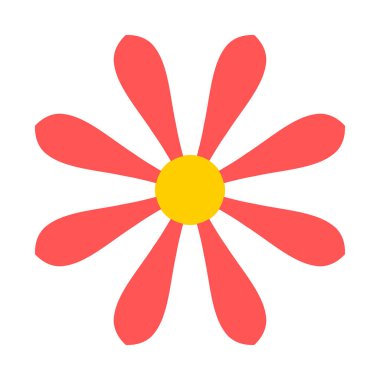 Çiçek ikonu, kırmızı çiçek sade, emoji çiçeği şirin, çiçek etiketi