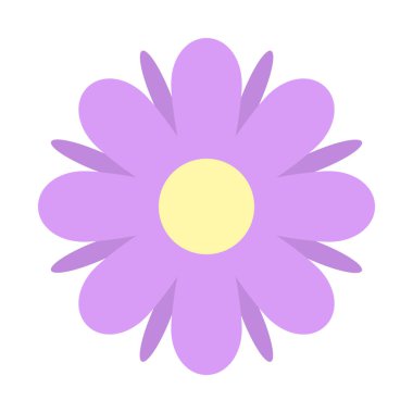 Çiçek ikonu, mor çiçek sade, emoji çiçeği şirin, çiçek etiketi