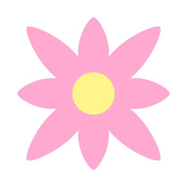 Çiçek ikonu, pembe çiçek sade, emoji çiçeği şirin, çiçek etiketi