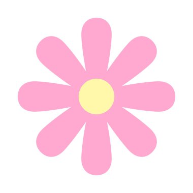 Çiçek ikonu, pembe çiçek sade, emoji çiçeği şirin, çiçek etiketi