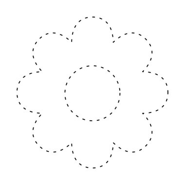 Çiçek çizgisi basit çizgi, kesik çizgi çiçek ikonu, çiçek çizgisi şekli, flora nokta vuruşu