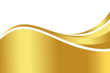 Banner için altın gradyan, altın dalgalı şekil, beyaz zemin üzerinde altın dalga eğrisi, afiş için altın dalga köşe şekli, şerit altın şerit şerit şerit, çizgili altın gradyan lüks