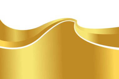 Banner için altın gradyan, altın dalgalı şekil, beyaz zemin üzerinde altın dalga eğrisi, afiş için altın dalga köşe şekli, şerit altın şerit şerit şerit, çizgili altın gradyan lüks