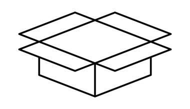 Posta kutusu ana hatları, açık kutu karton nakliye, kıvrımlı kutu çizgisi şekli, ulaşım için karton posta kutusu.