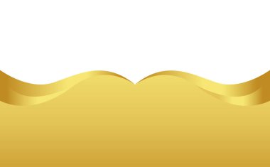 Sancak için altın dalga gradyanı, altın dalgalı şekil, beyaz zemin üzerinde altın dalga eğrisi, bayrak için altın dalga köşe şekli, çizgili şerit altın şerit, çizgili altın gradyan lüks