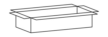 Posta kutusu ana hatları, açık kutu karton nakliye, kıvrımlı kutu çizgisi şekli, ulaşım için karton posta kutusu.