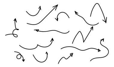 Arrow doodles line, Arrow doodle brush, Scribble line hand drawn, Arrow sticker, Marker scribble arrow element