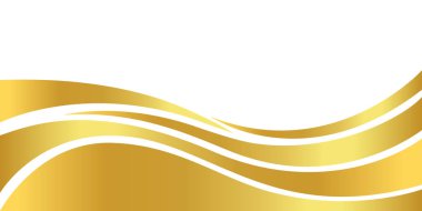 Sancak için altın dalga gradyanı, altın dalgalı şekil, beyaz zemin üzerinde altın dalga eğrisi, bayrak için altın dalga köşe şekli, çizgili şerit altın şerit, çizgili altın gradyan lüks