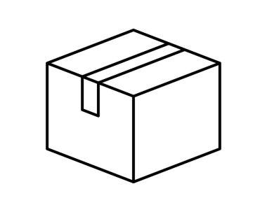 Posta kutusu taslağı, karton nakliye kutusu hattı, kahverengi kıvrımlı kutu, nakliye için karton posta kutusu.