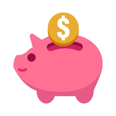 Para birikimini, yatırımı ve finansal planlamayı sembolize eden pembe domuz kumbarası ikonu. UX UI ve iş tasarım projeleri için mükemmel