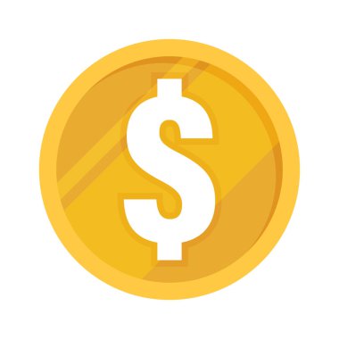 Altın para düz ikonu, zenginliği ve karı simgeliyor. Dolar parası tasarruf ve yatırımı temsil eder. Dolar madeni para finans ve iş tasarım projeleri için mükemmeldir