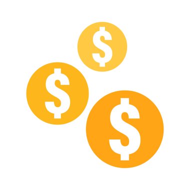 Altın para düz ikonu, zenginliği ve karı simgeliyor. Dolar parası tasarruf ve yatırımı temsil eder. Dolar madeni para finans ve iş tasarım projeleri için mükemmeldir