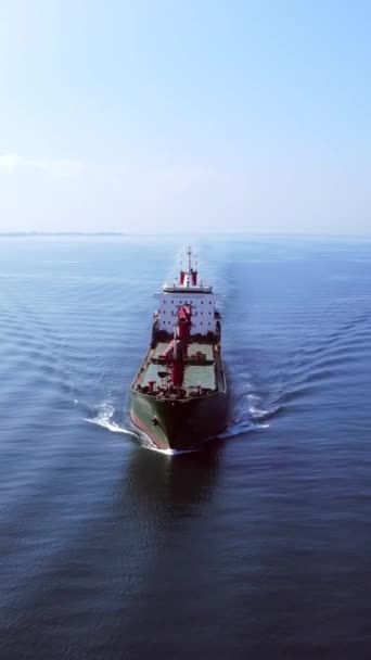 Luchtfoto Vrachtschip Bulkcarrier Bulker Varen Zee Vervoer Van Onverpakte Bulklading — Stockvideo