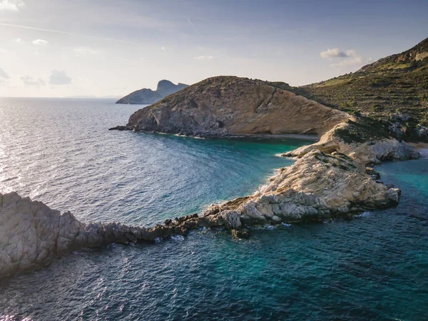 Barriera Rocciosa Sulla Costa Della Costa Del Mar Egeo Vista — Foto Stock