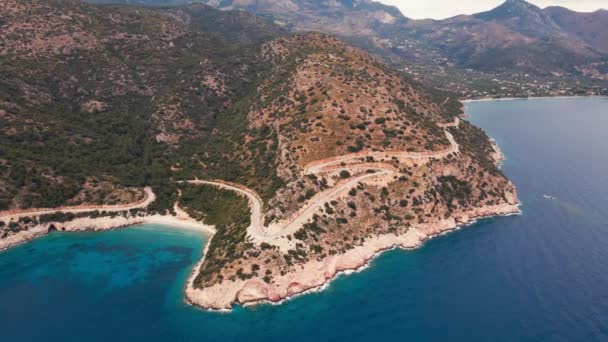 Aerial Drone Footage Aegean Sea Coast Datca Peninsula Turkey — Stock Video