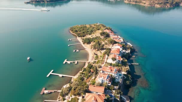 Villas Frente Mar Isla Privada Mar Egeo Para Vacaciones Lujo — Vídeos de Stock