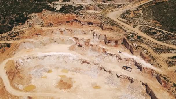 Těžba Mramorového Kamene Povrchovém Těžebním Lomu Letecký Pohled — Stock video