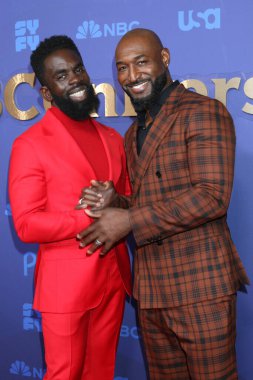 LOS ANGELES - JAN 15:  Jimmy Akingbola, Adrian Holmes at NBCUniversal Press Tour Red Carpet at the Langham Pasadena Hotel  on January 15, 2023 in Pasadena, CA